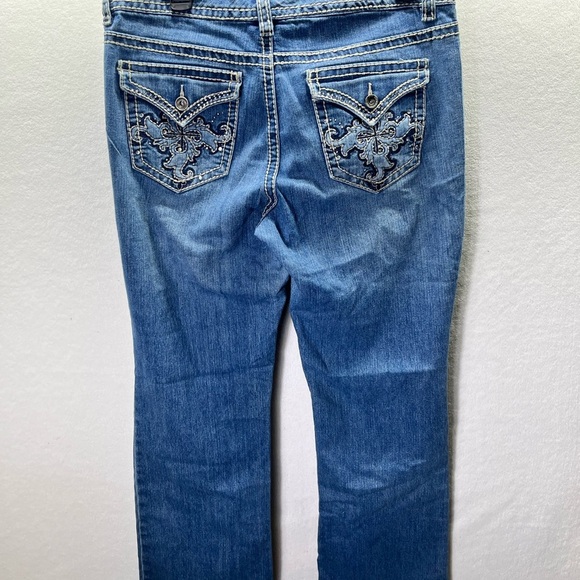 Nine West Flap Pocket Straight Leg Jeans Womens 10 Blue Denim Wide stitch 2561 - Picture 10 of 11